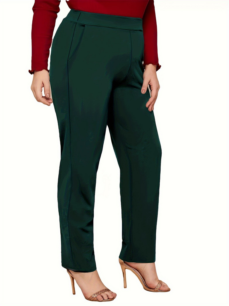 Sügisel ja talvel uued pluss suuruses Briti stiilis naiste kõrge vöökohaga moodsad sirge disainiga ühevärvilised püksid