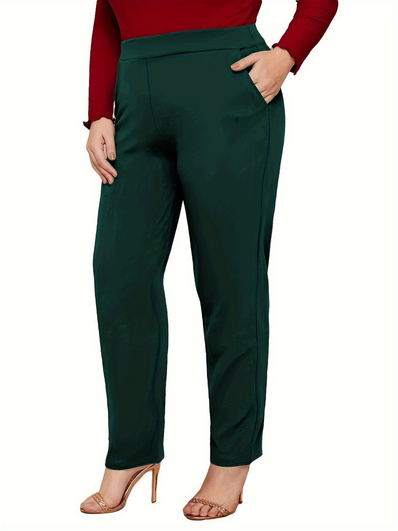 Sügisel ja talvel uued pluss suuruses Briti stiilis naiste kõrge vöökohaga moodsad sirge disainiga ühevärvilised püksid