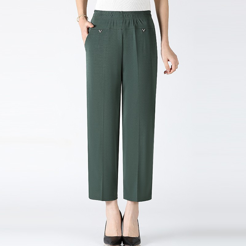 5XL 6XL 7XL 8XL Középkorú női nadrág Nagy méretű nyári vékony, magas derekú rugalmas laza egyenes nadrág Női alkalmi nadrág