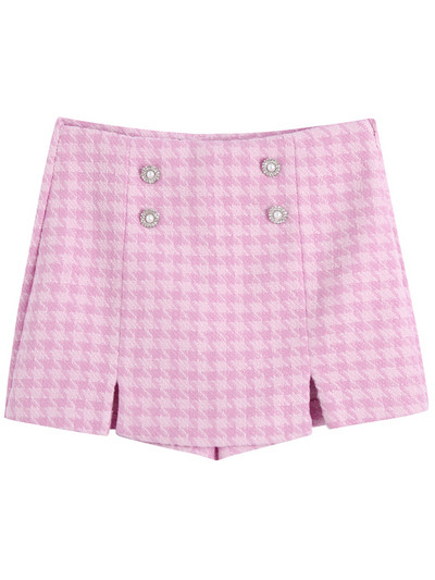 PAILETE Női 2022 divat ékköves gombokkal, tweed houndstooth vágott blézerkabát vagy magas derekú tweed rövidnadrág szoknya