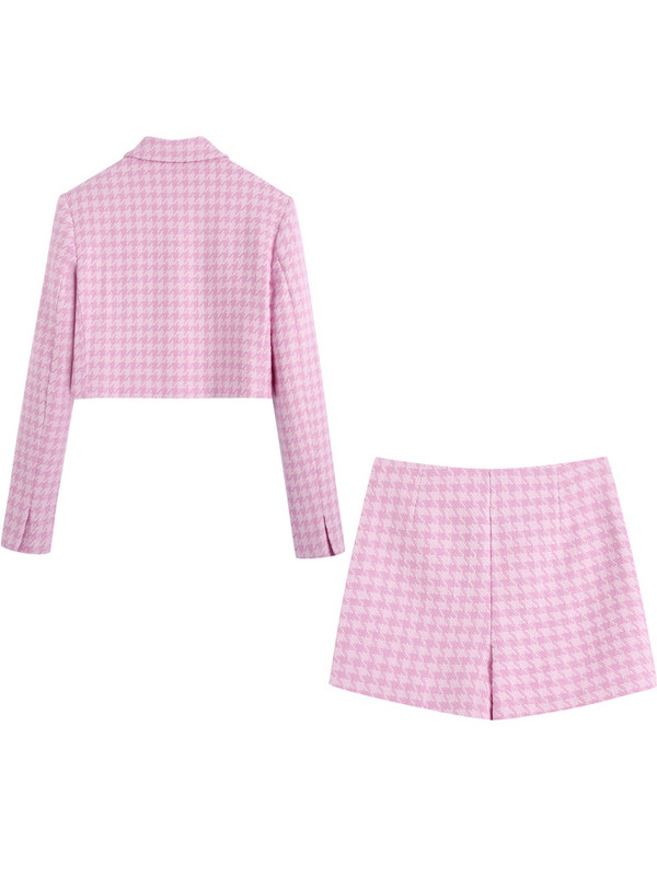 PAILETE Női 2022 divat ékköves gombokkal, tweed houndstooth vágott blézerkabát vagy magas derekú tweed rövidnadrág szoknya