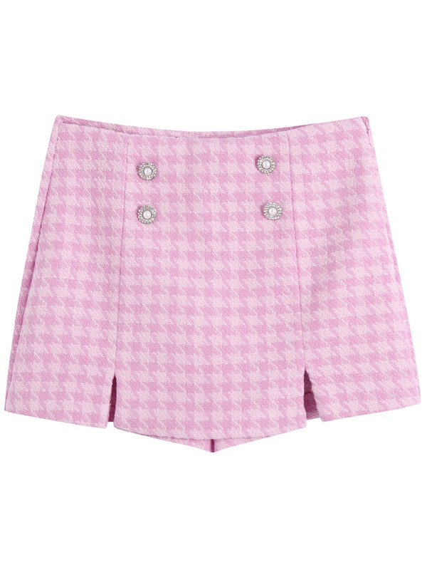 PAILETE Női 2022 divat ékköves gombokkal, tweed houndstooth vágott blézerkabát vagy magas derekú tweed rövidnadrág szoknya