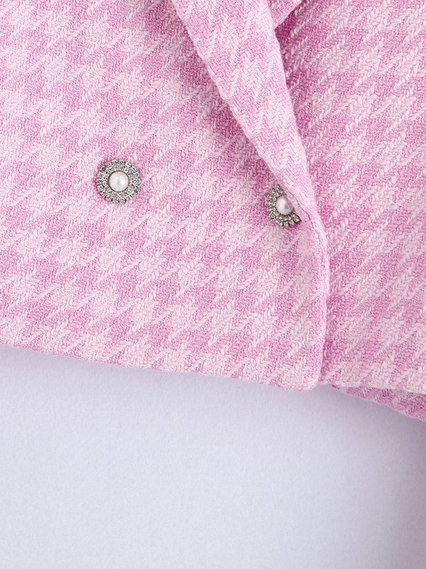 PAILETE Női 2022 divat ékköves gombokkal, tweed houndstooth vágott blézerkabát vagy magas derekú tweed rövidnadrág szoknya