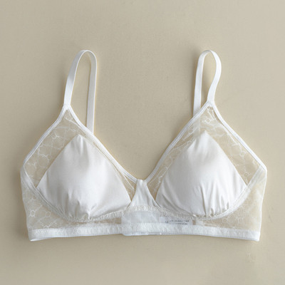 BirdTree 93% ehtsast siidist rinnahoidja, naiste satiinvõrgust siidist traadist vaba, ilus pitsist lapiline aluspesu, 2024 kevadsuvi P43401QM