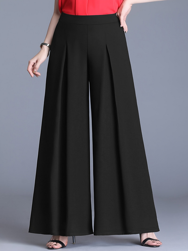 Női 2024 nyári új, plus-size kötött anyagból készült elegáns temperamentum széles szárú alkalmi nadrág
