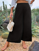 Γυναικείο, καλοκαίρι 2024, νέο, πλεκτό ύφασμα, κομψό ταμπεραμέντο, φαρδύ casual παντελόνι