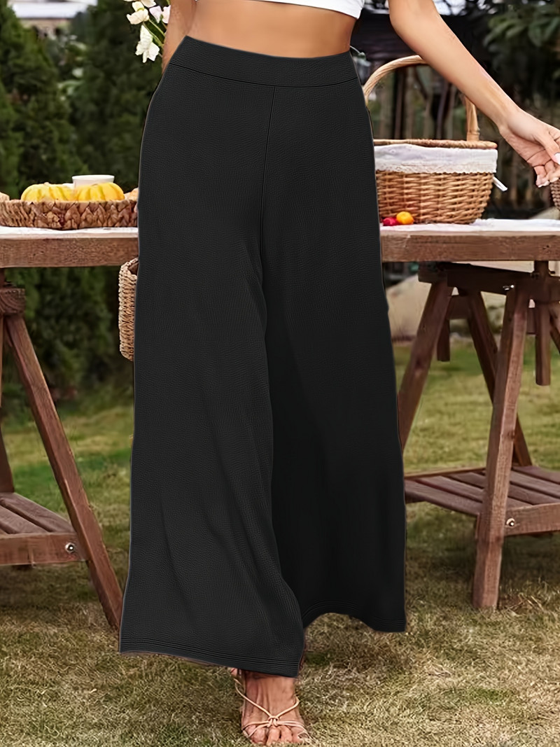 Γυναικείο, καλοκαίρι 2024, νέο, πλεκτό ύφασμα, κομψό ταμπεραμέντο, φαρδύ casual παντελόνι