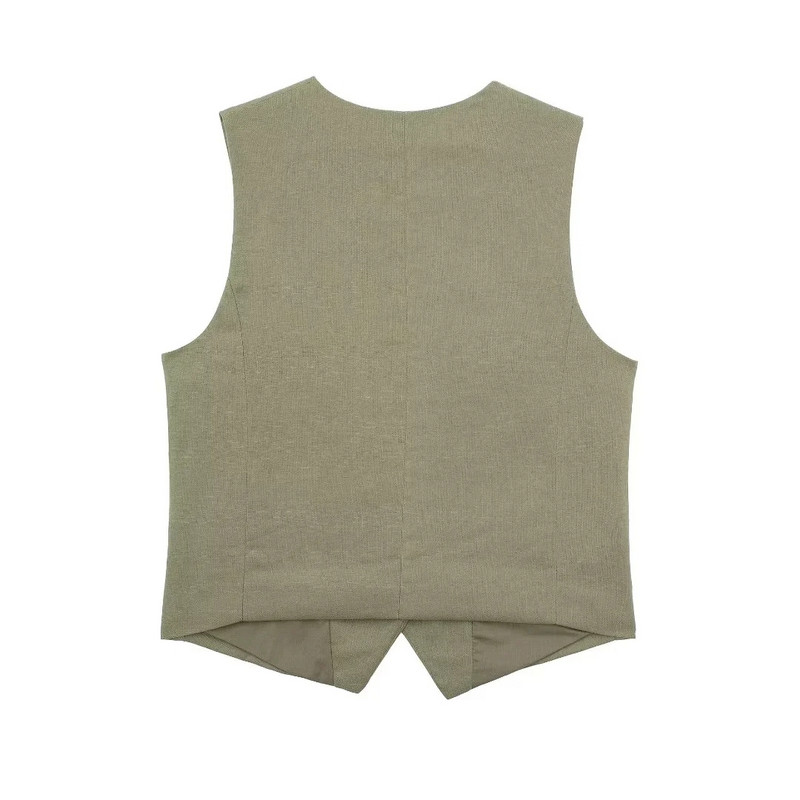 Γυναικεία σετ δύο τεμαχίων Σετ Κοντό κοστούμι 2024 inszartraf Γιλέκο Μπλέιζερ Μπουφάν Αμάνικο Μασίφ με κουμπιά Γυναικεία μπλουζάκια