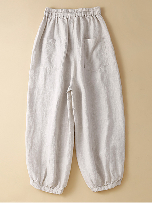 Pamutkeverék nadrágok, női, 2024. nyár, új, laza, bő, nagy zsebek