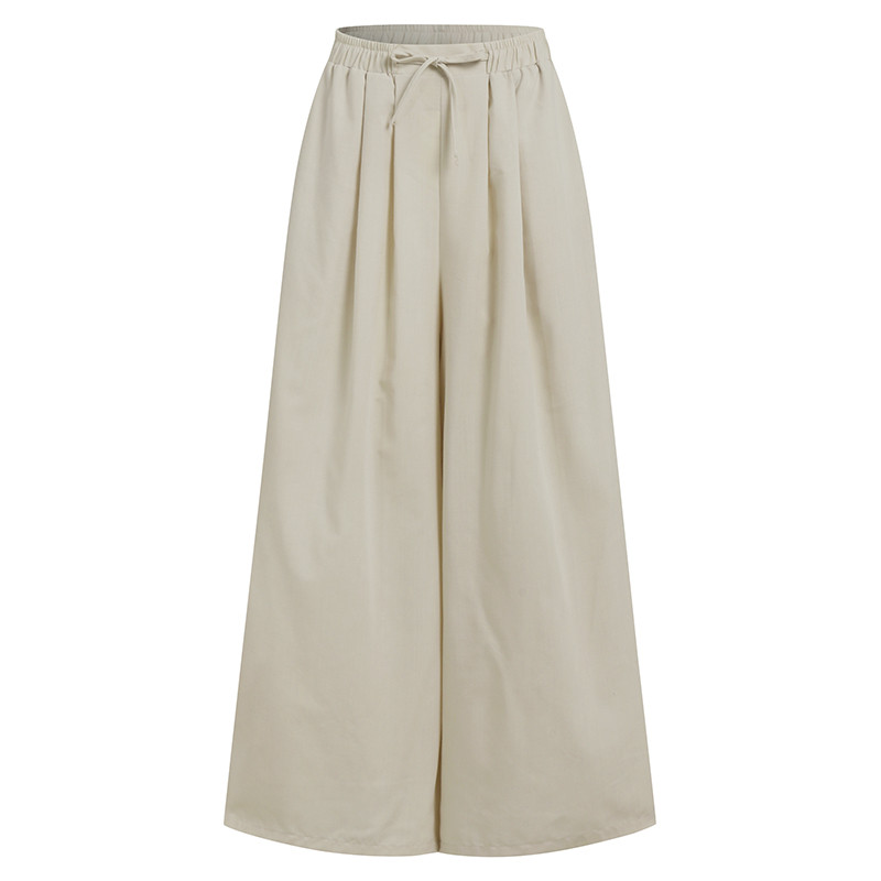 ZANZEA elegáns női széles szárú nadrág őszi nadrág alkalmi húzózsinóros Pantalon Palazzo női elasztikus derékrépa túlméretezett