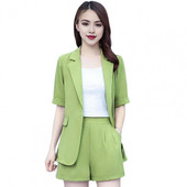Elegantsed naiste komplektid, rõivad, lühikeste varrukatega bleiserpüksid OL Style ühe nupuga bleiserpükste komplekt kontoriülikond