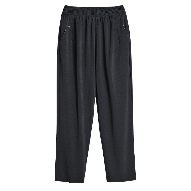 Ženske ljetne hlače srednjih godina Nove jednobojne elastične ležerne hlače visokog struka široke ženske hlače ravnih nogavica 6XL 7XL 8XL