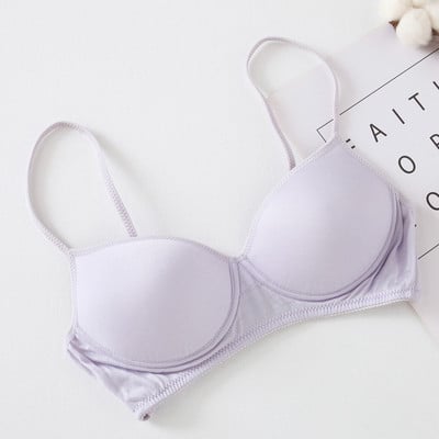 Női selyemmelltartó, drótmentes, természetes selyem 3/4 csésze mindennapi viselet melltartó 2023, egyszínű vékony, kényelmes, igazított pántos melltartó