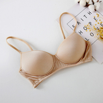 Női selyemmelltartó, drótmentes, természetes selyem 3/4 csésze mindennapi viselet melltartó 2023, egyszínű vékony, kényelmes, igazított pántos melltartó