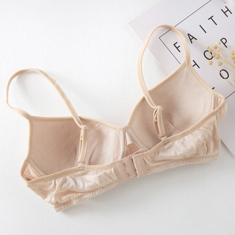 Női selyemmelltartó, drótmentes, természetes selyem 3/4 csésze mindennapi viselet melltartó 2023, egyszínű vékony, kényelmes, igazított pántos melltartó
