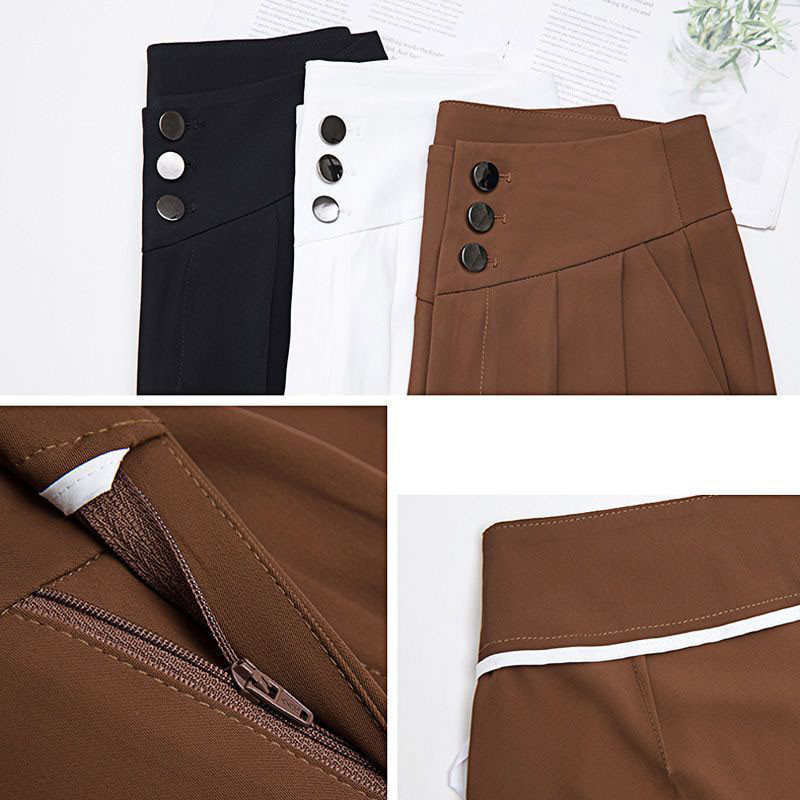 Biroja dāma Pavasaris Vasara plānas, brīvas, platas bikses korejiešu ielas apģērbs, modes sievietēm ar elastīgu augstu vidukli, liela izmēra ikdienas bikses