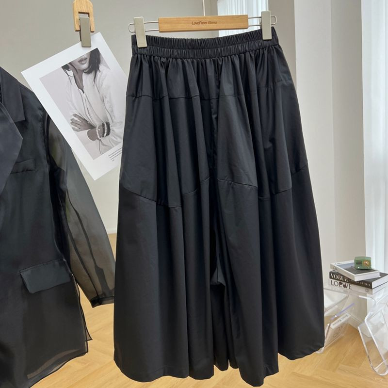 Vabaaja mood elastsed kõrge vöökohaga soliidsed laiad püksid suvised naisteriided lahtised lihtsus taskud splaissitud Capri püksid