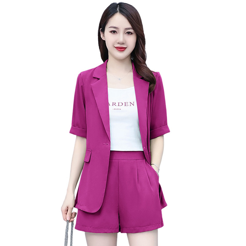 2022. aasta vana kontoriülikond, uus suvekleit naiste moodne lühikeste varrukatega šikk bleiser Topid + püksid, kaheosaline lühikeste pükste ülikond naistele