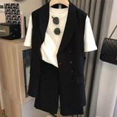 Suvine uus naiste ülikond, jope ja vestiga lühikesed püksid, kolmeosalised naiste professionaalsed rõivad, korea bleiserid, mantelpüksid, komplekti komplekt G374