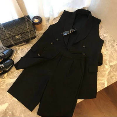 Suvine uus naiste ülikond, jope ja vestiga lühikesed püksid, kolmeosalised naiste professionaalsed rõivad, korea bleiserid, mantelpüksid, komplekti komplekt G374