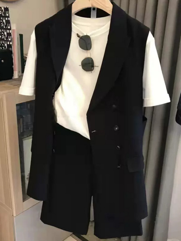 Suvine uus naiste ülikond, jope ja vestiga lühikesed püksid, kolmeosalised naiste professionaalsed rõivad, korea bleiserid, mantelpüksid, komplekti komplekt G374