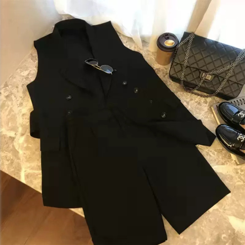 Suvine uus naiste ülikond, jope ja vestiga lühikesed püksid, kolmeosalised naiste professionaalsed rõivad, korea bleiserid, mantelpüksid, komplekti komplekt G374