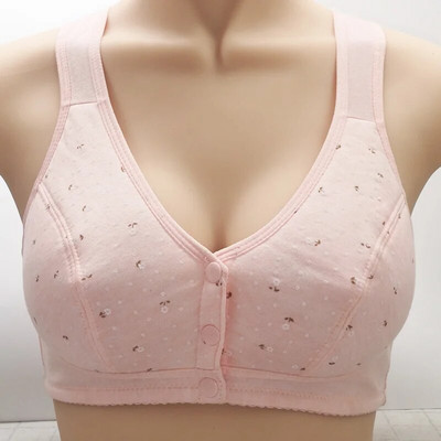 Vékony pamut elöl nyíló vezeték nélküli mellkasi mellény nagy kupa Törött virágos melltartó Középkorú idősek