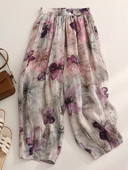 Vintage Ženske hlače s cvjetnim uzorkom 2024. Nove ljetne ležerne široke tanke harem hlače Ženske prevelike hlače Pantalones Mujer