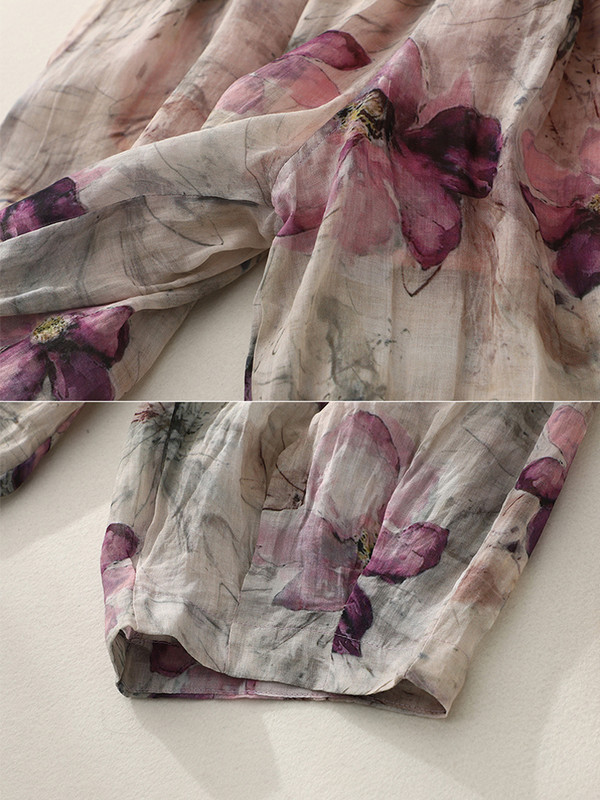 Vintage Ženske hlače s cvjetnim uzorkom 2024. Nove ljetne ležerne široke tanke harem hlače Ženske prevelike hlače Pantalones Mujer