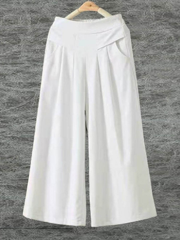 Naiste kottis puuvillased linased püksid, suur suurus 4xl laia säärega Pantalones vabaaja kõrge vöökohaga dressipüksid pahkluu pikkusega sirge püksid