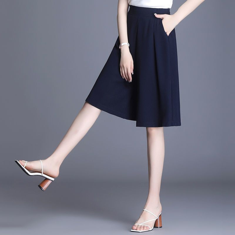 Suvised uued vabad säärepikkused püksid kõrge vöökohaga ühevärvilised plusssuuruses laia säärega püksid vabaaja mood naiste riided