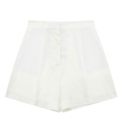 TRAF naiste suvepükste komplektid Vintage soliidsed üherealised V-kaelusega vestid + õhukesed lukuga lühikesed püksid, kontoriülikonnad