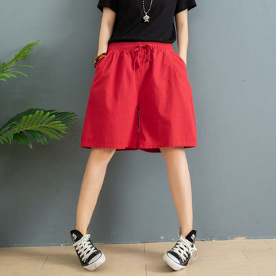 Suures suuruses puuvillased linased püksid naiste kevadised kõrge vöökohaga säärepikkused laiad püksid vabaaja suvepüksid naiste püksid tänavarõivad