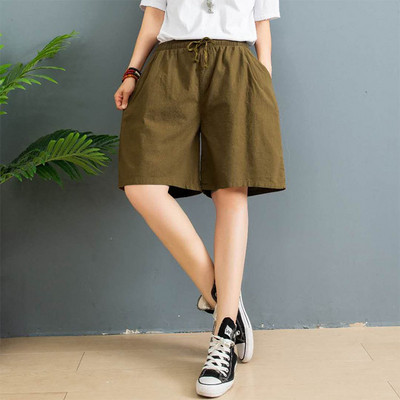 Suures suuruses puuvillased linased püksid naiste kevadised kõrge vöökohaga säärepikkused laiad püksid vabaaja suvepüksid naiste püksid tänavarõivad
