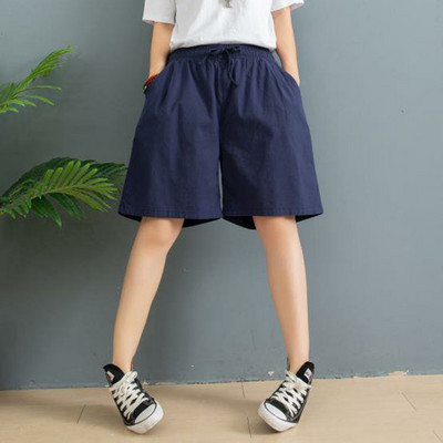 Suures suuruses puuvillased linased püksid naiste kevadised kõrge vöökohaga säärepikkused laiad püksid vabaaja suvepüksid naiste püksid tänavarõivad
