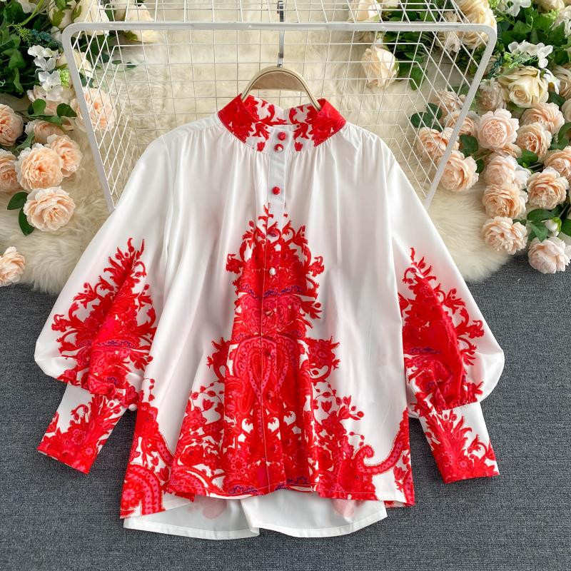 Guilantu Proljeće Jesen Dvodijelni komplet košulja i kratkih hlača Modni print cvjetni ležerni vintage dvodijelni ženski kompleti Odjeća