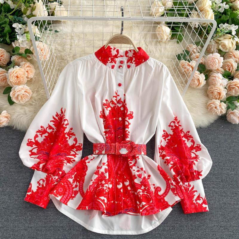 Guilantu Proljeće Jesen Dvodijelni komplet košulja i kratkih hlača Modni print cvjetni ležerni vintage dvodijelni ženski kompleti Odjeća