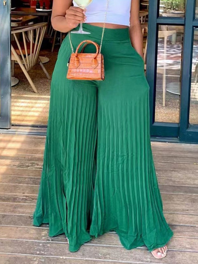 LW plusz méretű női nadrág, rakott széles szárú nadrág Női divatos masszív vintage nadrág teljes hosszúságú női női nadrág