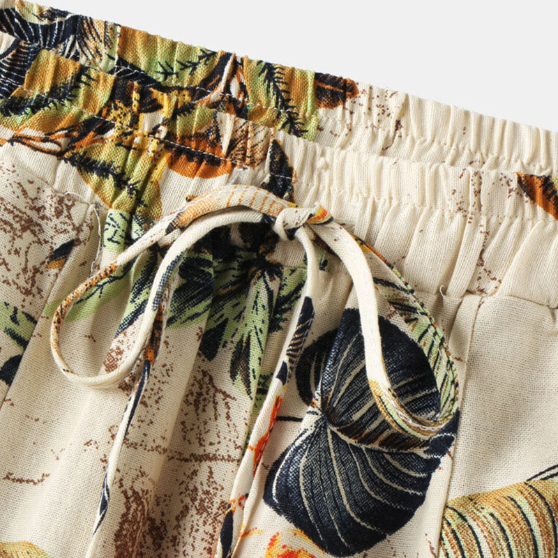 Nyári pamutvászon virágmintás magas derekú, egyenes nadrágok, női, laza, széles szárú nadrágok, női vintage divatos női nadrágok