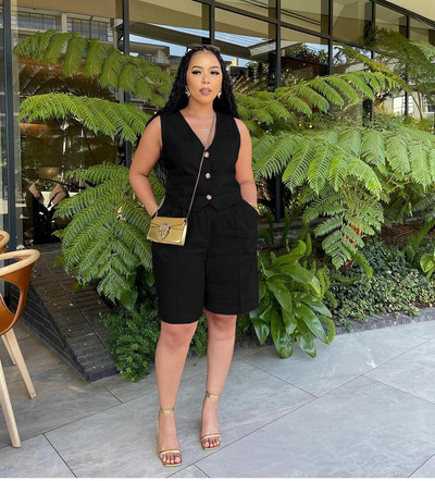 2024-es új nyári szilárd, 2 részes női szett, alkalmi, gombolható alsónadrág, széles lábú rövidnadrág öltöny, kétrészes női szett