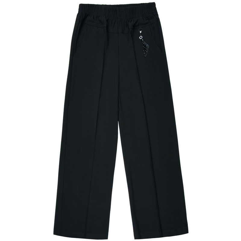 Divat Női Bő, vékony, széles szárú nadrágok Utcai ruházat koreai ruházat Új nyári, alkalmi, magas derekú, tömör vágott nadrágok