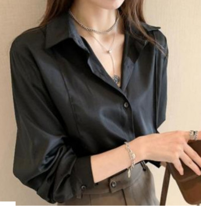 Női ing fehér sima színű bő nagyméretű blúz női Gombos blúz bő koreai 4 szín M-4XL