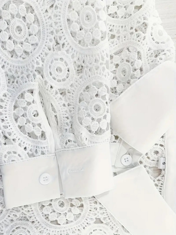 Divatos, hosszú ujjú női felső, fehér lakk patchwork női ing 2024 tavaszi ősz alkalmi irodai női blúzok és felsők, női