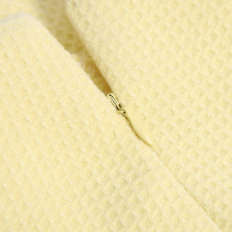 Korea stiilis Naiste Super-lühike kardigan tviidjakk ja lühikeste pükste seelik 2024 Uusim Yellow Slim 2-osaline komplekt Lady Sexy INKEO 2T100