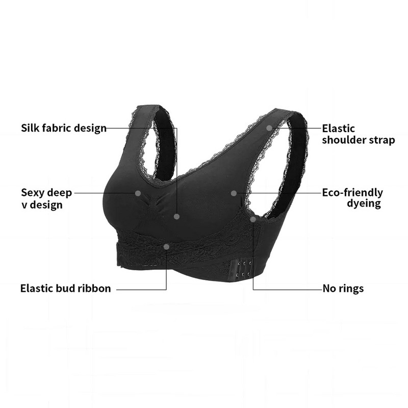 Nagy méretű szexi csipke melltartó, tömör keresztben csatos melltartó melltartó vezeték nélküli Push up melltartó női fehérnemű alvó fehérnemű S-6XL
