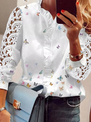 Camisas Пролет Нова дамска риза с плътно копче с V-образно деколте, бяла дамска риза Blusas De Mujer Bonitas Y Baratas Blusas Mujer