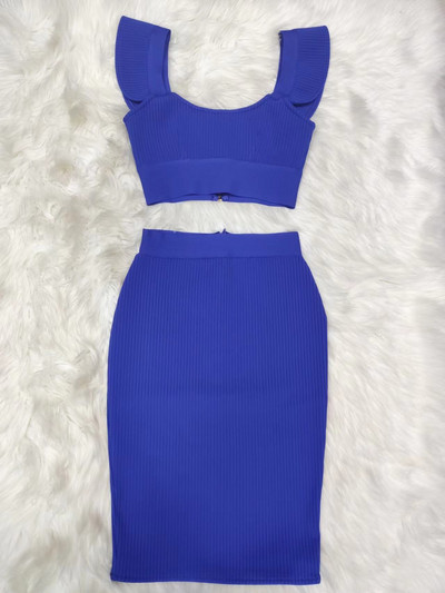 Kiváló minőségű 2022-es új stílusú szexi divat rózsaszín fekete piros testselyem kétrészes kötszeres ruha kétrészes és szoknya szett