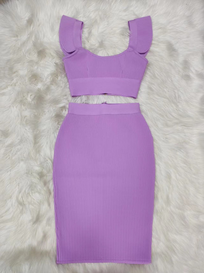 Kiváló minőségű 2022-es új stílusú szexi divat rózsaszín fekete piros testselyem kétrészes kötszeres ruha kétrészes és szoknya szett