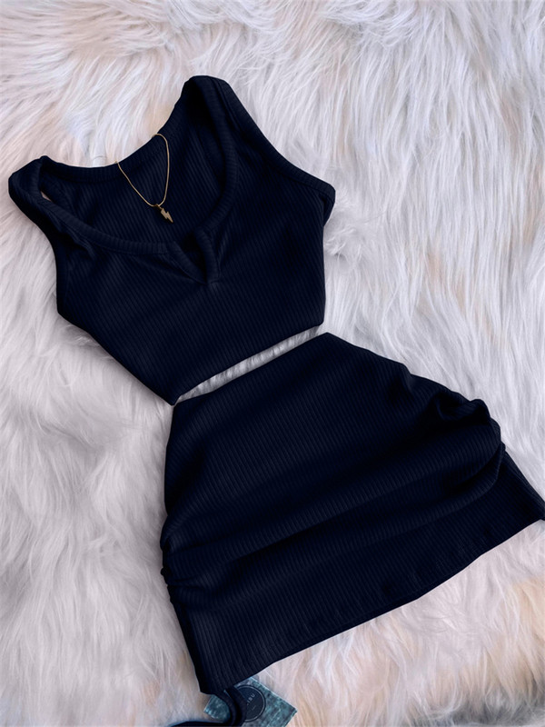 2023 Streetwear Kötött 2, kétrészes ruhagarnitúrák Szoknyák Crop Topok Mini szoknyákhoz illő narancssárga húzózsinóros fekete szoknyák, öltönyök