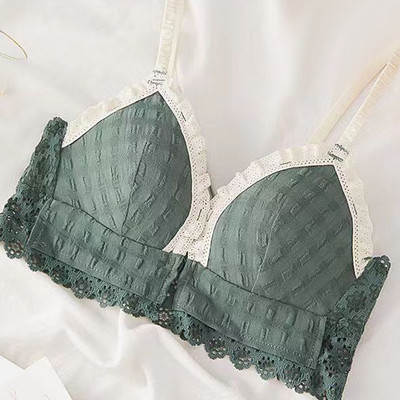 Lányok fehérnemű csipke szexi elülső csat, személyre szabott összegyűjtő steril szett fehérnemű női nyomott könnyű, légáteresztő melltartó